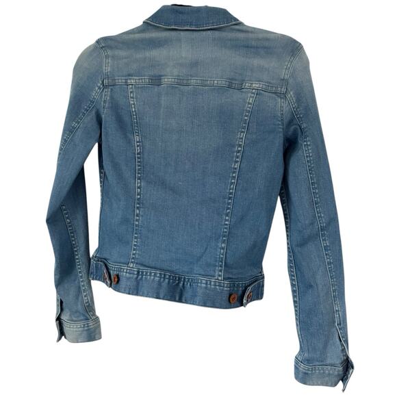 AG Adriano Goldschmied Denim Trucker Jacket Button Front Blue Jean Womens Small - Picture 2 of 8